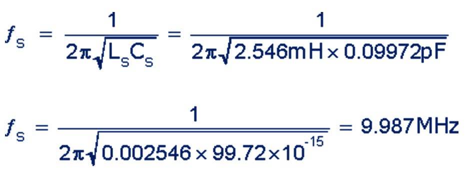 晶體串聯(lián)諧振頻率，?s